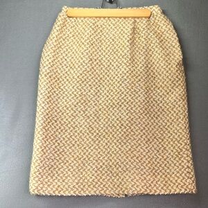 Cream and Tan Knee-Length Pencil‎ Skirt for Work